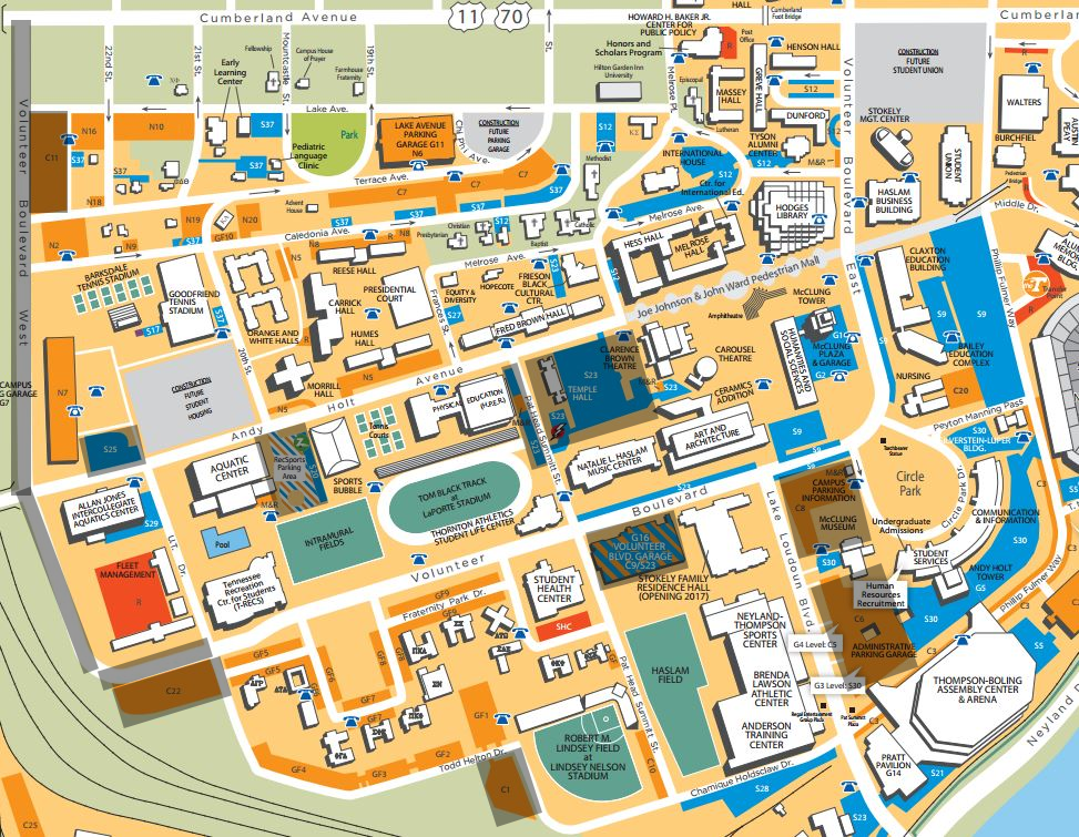University Of Tennessee Campus Map Parking Map | RecSports