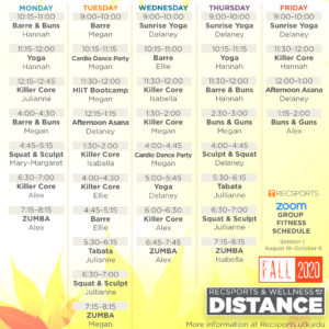 RecSports Fall Zoom Fitness_Social Schedule_1080x1080 | RecSports