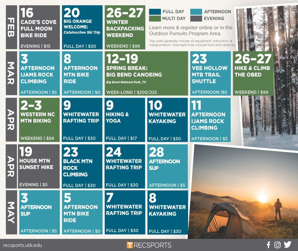 Adventure Trip Calendar with Dates