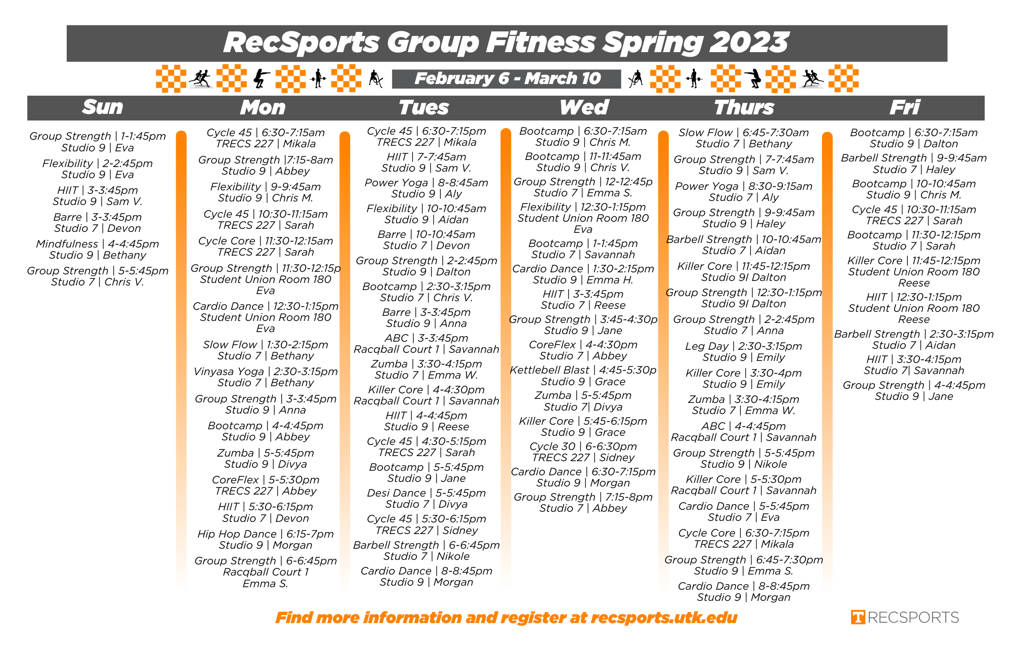 Spring Schedule Session 1 2023 Updated RecSports